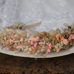 Boho Head wreath, Wedding headband, Rustic wreath, dried flowers headband, Folk wedding, Rustic wedding