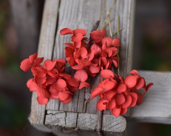 Red Fall autumn wedding flower hairpins, Christmas flower hairpins , Rustic Boho Bridal hair piece