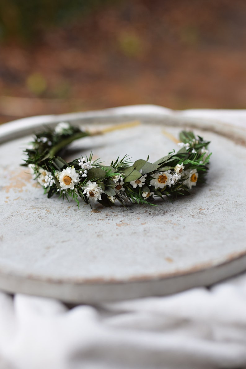 Kopf Kranz, Hochzeit Stirnband, Rustikaler Kranz, Trockenblumen Stirnband, Volkshochzeit, Rustikale Hochzeit Bild 2