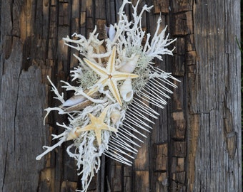 Shell hair comb, sea wedding, rustic wedding decoration, natural accessories for the bride, folk wedding, rustic wedding