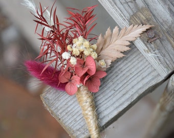 Boutonnière de mariage rustique, Boutonnière séchée Woodland, Mariage vintage ou champêtre, Boutonnière de fleurs séchées