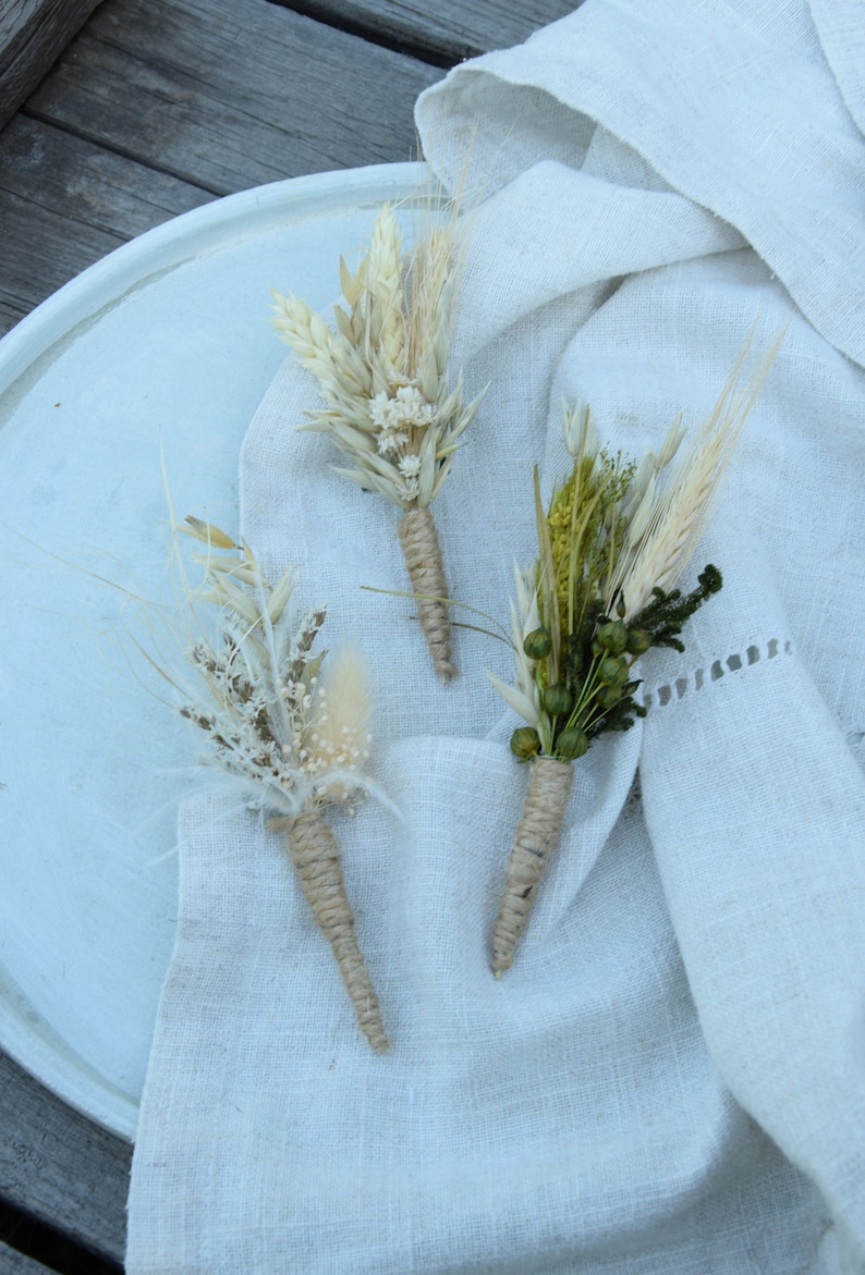 Rustic wedding buttonhole, Woodland dried boutonniere, Vintage or country wedding, Dried Flower Grooms Buttonhole image 7