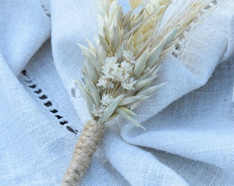 Rustic wedding buttonhole, Woodland dried boutonniere, Vintage or country wedding, Dried Flower Grooms Buttonhole