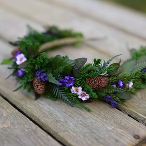 Winter head wreath, Forest headband, Greenery Christmas head wreath, Winter wedding, Christmas wedding, Forest wedding