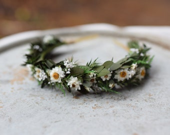 Corona testa, fascia da sposa, corona rustica, fascia di fiori secchi, matrimonio folk, matrimonio rustico