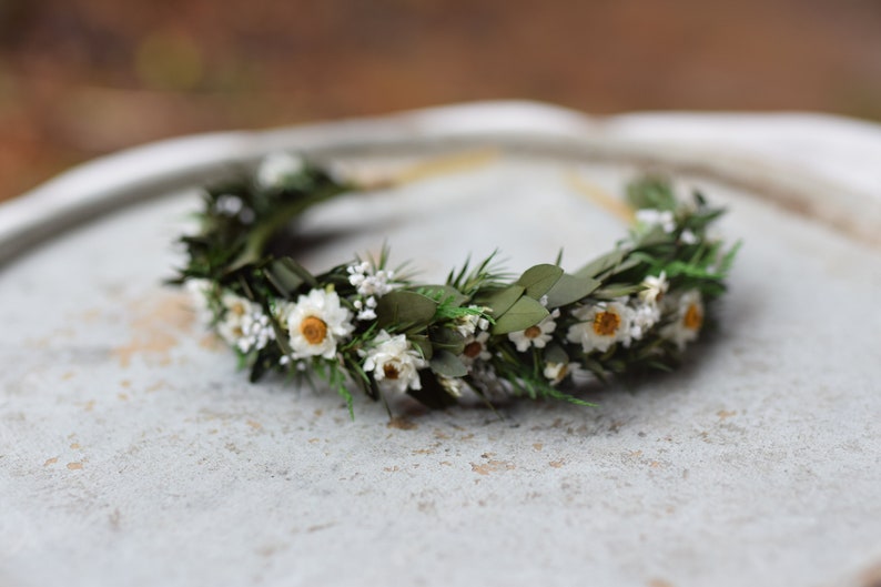 Kopf Kranz, Hochzeit Stirnband, Rustikaler Kranz, Trockenblumen Stirnband, Volkshochzeit, Rustikale Hochzeit Bild 1