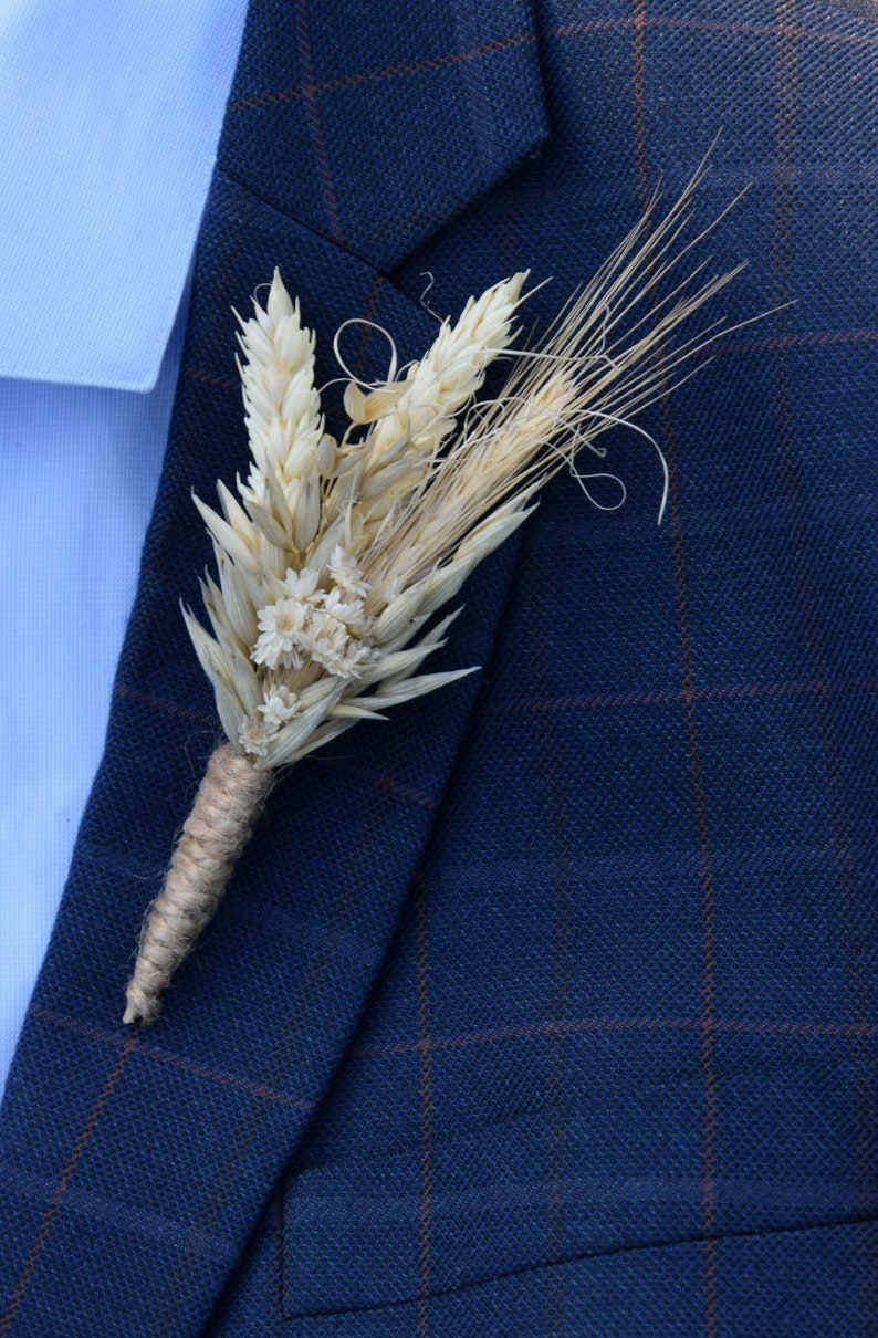 Rustic wedding buttonhole, Woodland dried boutonniere, Vintage or country wedding, Dried Flower Grooms Buttonhole image 6