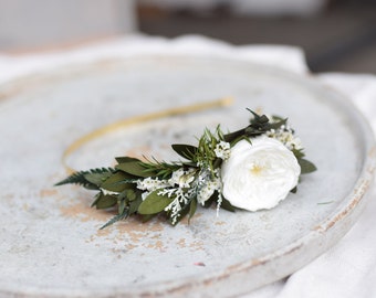 Real Dried Flowers Crown,  Dried Wedding Crown, Real Dried Eucalyptus Baby's Breath Crown, Gypsophila Crown, Preserved eucalyptus crown