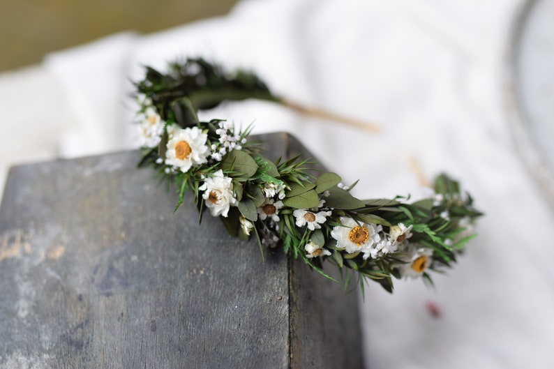 Kopf Kranz, Hochzeit Stirnband, Rustikaler Kranz, Trockenblumen Stirnband, Volkshochzeit, Rustikale Hochzeit Bild 8