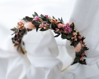 Real Dried Flowers Crown,  Dried Wedding Crown, Real Dried Eucalyptus Baby's Breath Crown, Gypsophila Crown, Preserved eucalyptus crown