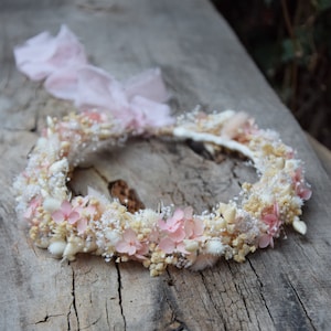 Pink Hair crown for first holy communion,  Floral wreath with pink flowers, Hair flowers,  Floral accessories,  Hair accessories