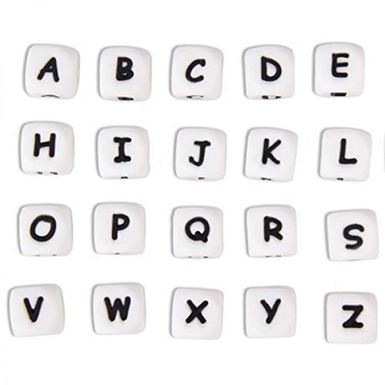 Silicone letter beads 12 mm