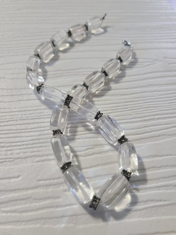 1960s Oblong Rock Quartz Crystal Beaded Choker - image 1