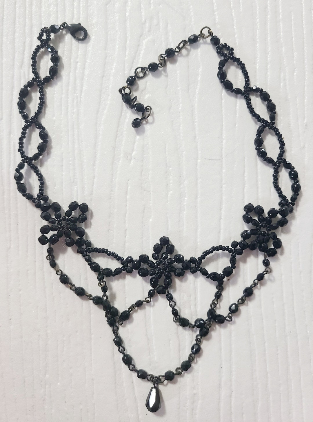 1960s Vintage Black Spinel Black Jet Crystal Dangling Chocker Etsy 1960s-vintage-black-spinel-black-jet-crystal-dangling-chocker-etsy