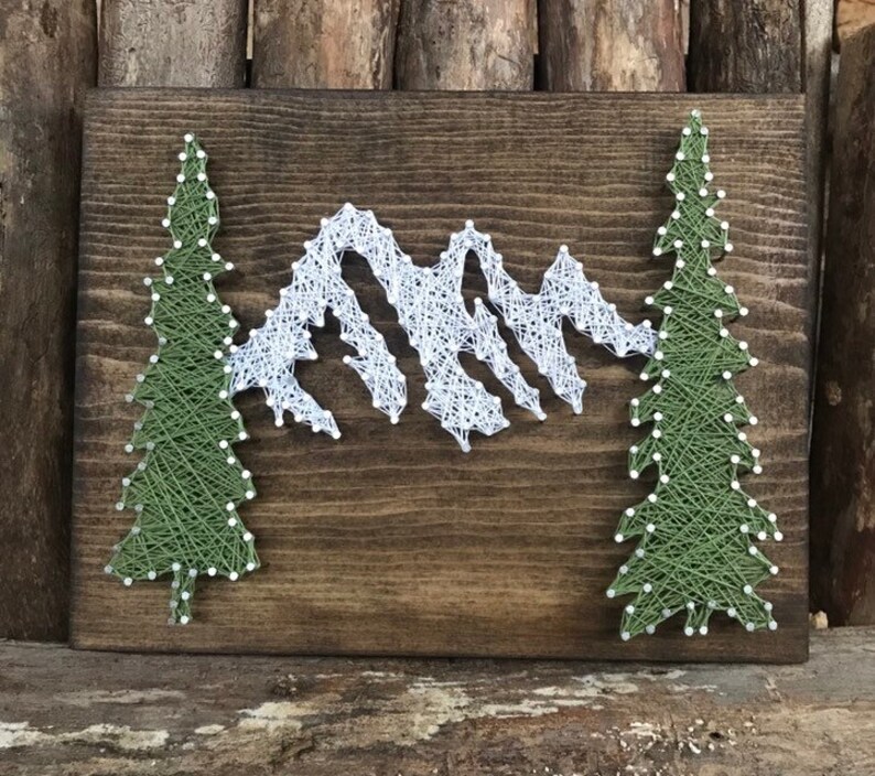 Mountain Scene String Art Mountain String Art Winter String Etsy