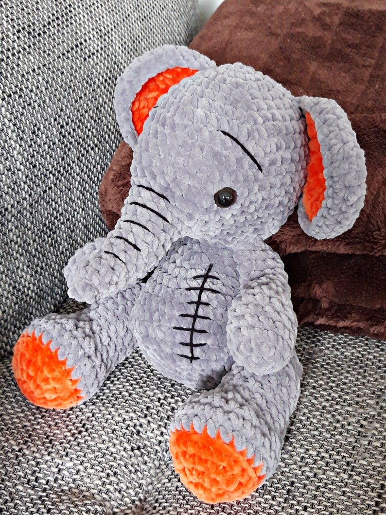 Elephant 30 cm, cuddly toy, made of chenille yarn from Gründl Fanny Öko-Tex Standard 100, gift for starting school, baby gifts image 7