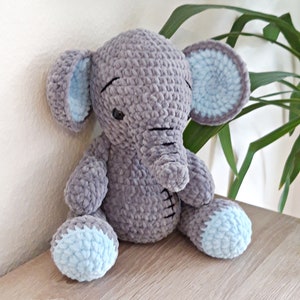 Elephant 30 cm, cuddly toy, made of chenille yarn from Gründl Fanny Öko-Tex Standard 100, gift for starting school, baby gifts image 6