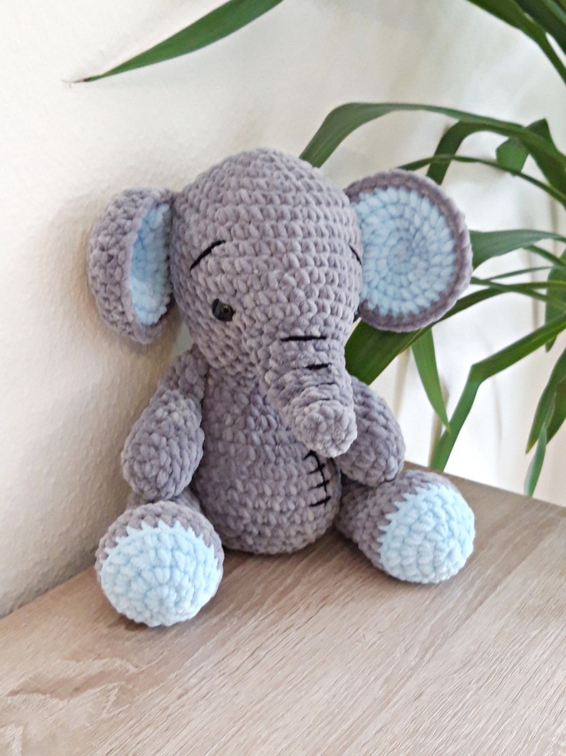 Elephant 30 cm, cuddly toy, made of chenille yarn from Gründl Fanny Öko-Tex Standard 100, gift for starting school, baby gifts image 6