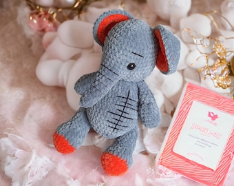 Elephant 30 cm, cuddly toy, made of chenille yarn from Gründl Fanny Öko-Tex Standard 100, gift for starting school, baby gifts