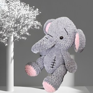 Elephant 30 cm, cuddly toy, made of chenille yarn from Gründl Fanny Öko-Tex Standard 100, gift for starting school, baby gifts image 2