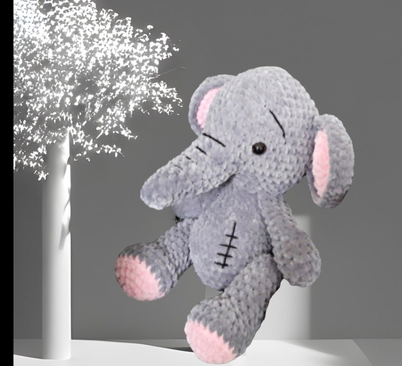 Elephant 30 cm, cuddly toy, made of chenille yarn from Gründl Fanny Öko-Tex Standard 100, gift for starting school, baby gifts image 2