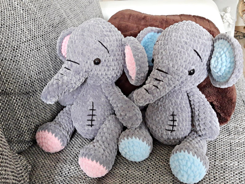 Elephant 30 cm, cuddly toy, made of chenille yarn from Gründl Fanny Öko-Tex Standard 100, gift for starting school, baby gifts image 10