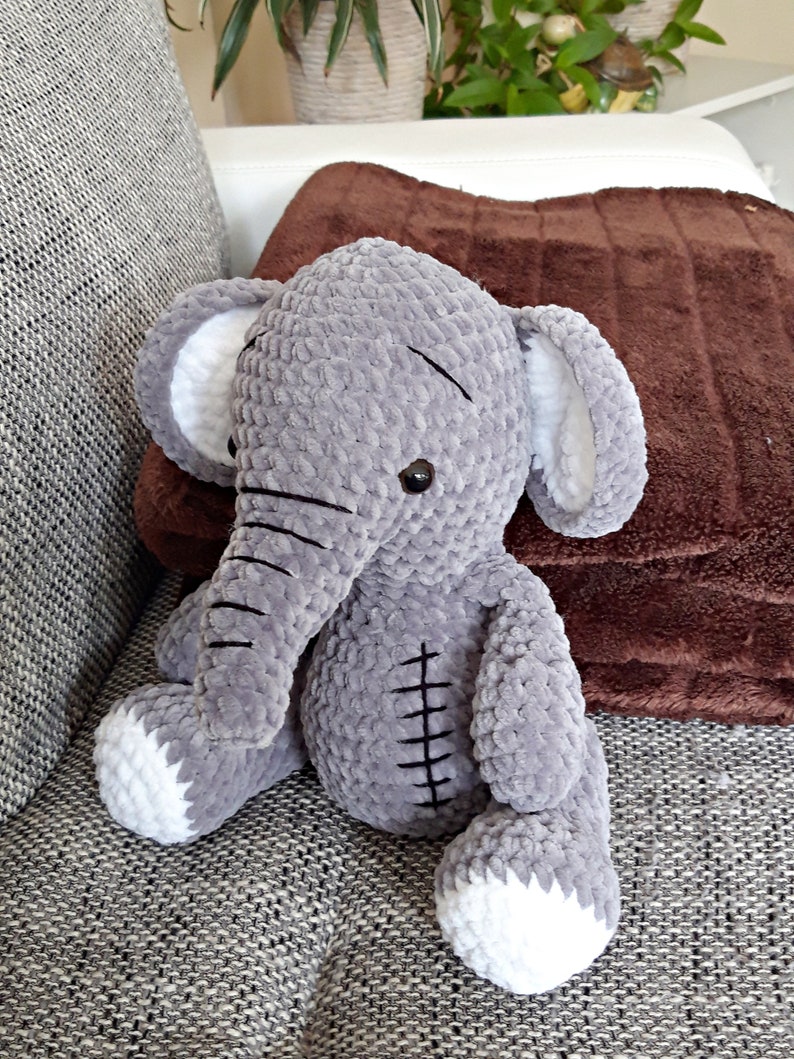 Elephant 30 cm, cuddly toy, made of chenille yarn from Gründl Fanny Öko-Tex Standard 100, gift for starting school, baby gifts image 9