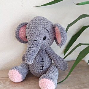 Elephant 30 cm, cuddly toy, made of chenille yarn from Gründl Fanny Öko-Tex Standard 100, gift for starting school, baby gifts image 4