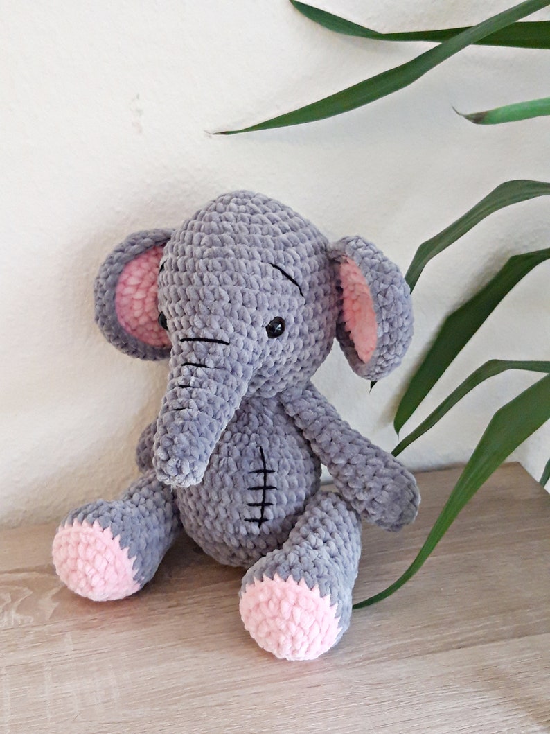 Elephant 30 cm, cuddly toy, made of chenille yarn from Gründl Fanny Öko-Tex Standard 100, gift for starting school, baby gifts image 4