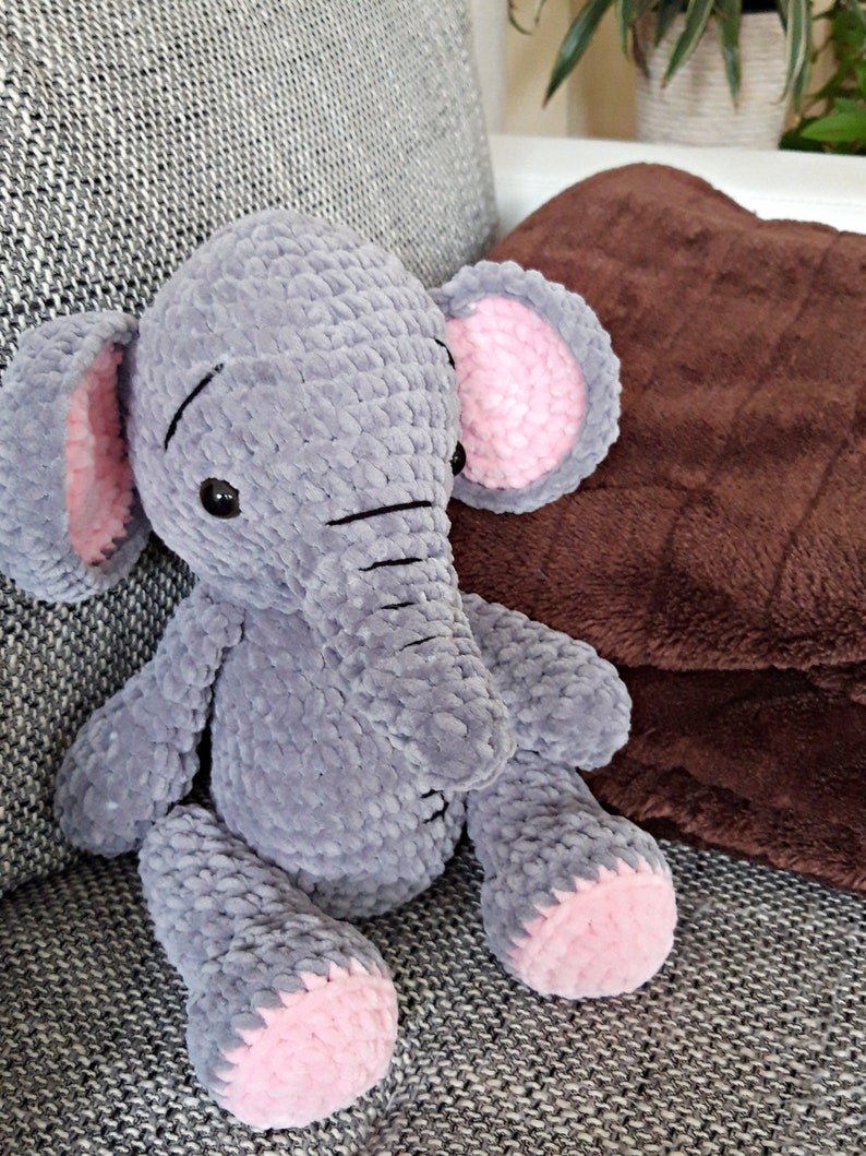 Elephant 30 cm, cuddly toy, made of chenille yarn from Gründl Fanny Öko-Tex Standard 100, gift for starting school, baby gifts image 3