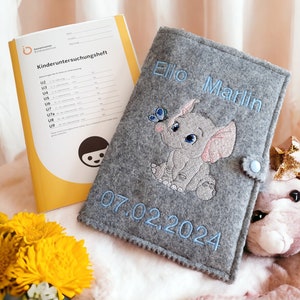 U-book cover felt, personalized, elephant design, gift for birth, baby shower image 3