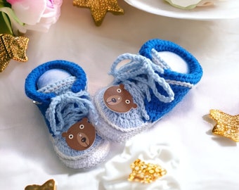 Baby shoes, crawling shoes, foot length 9 cm, made of Oeko-Tex 100 cotton, gift for a birth, baby shower