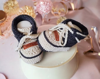 Baby shoes, crawling shoes, foot length 9 cm, made of Oeko-Tex 100 cotton, gift for a birth, baby shower