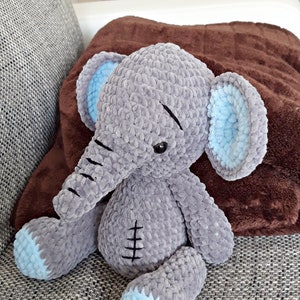 Elephant 30 cm, cuddly toy, made of chenille yarn from Gründl Fanny Öko-Tex Standard 100, gift for starting school, baby gifts image 5