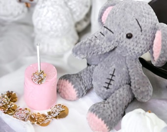 Elephant 30 cm, cuddly toy, made of chenille yarn from Gründl Fanny Öko-Tex Standard 100, birth gift, baby gifts