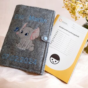 U-book cover felt, personalized, elephant design, gift for birth, baby shower image 5