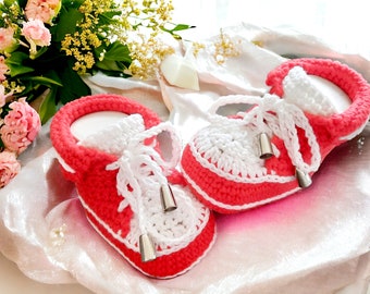 Baby shoes, crawling shoes, foot length 9 cm, made of Oeko-Tex 100 cotton, gift for a birth, baby shower