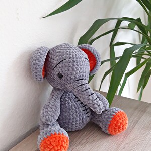 Elephant 30 cm, cuddly toy, made of chenille yarn from Gründl Fanny Öko-Tex Standard 100, gift for starting school, baby gifts image 8