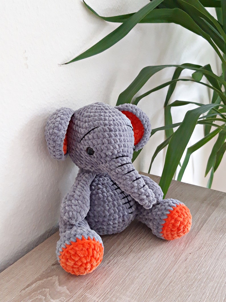 Elephant 30 cm, cuddly toy, made of chenille yarn from Gründl Fanny Öko-Tex Standard 100, gift for starting school, baby gifts image 8