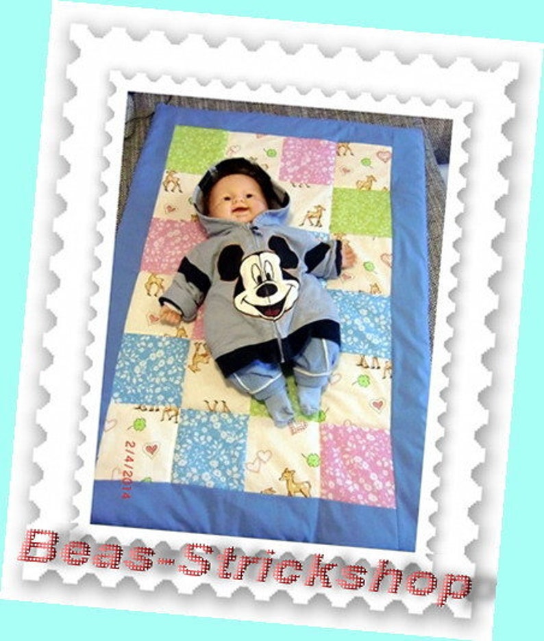 Crawling blanket, play blanket, baby blankets, bedspread, cuddly blanket, checkered, handmade image 1