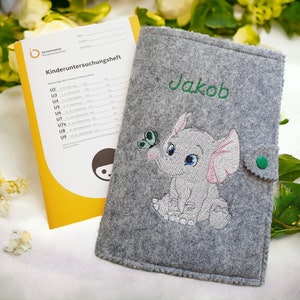 U-book cover felt, personalized, elephant design, gift for birth, baby shower image 1