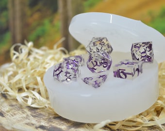 Platinum Silicone Mold for 7 Sharp Edge DnD Dice - Sharp Edge Dice Mold