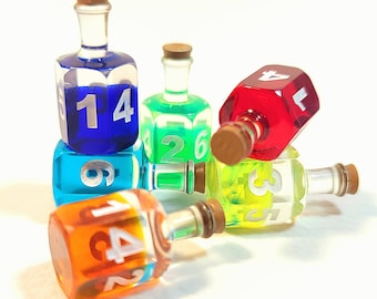 Potion Bottle Dice Set: 6 D6 for D&D, TTRPG