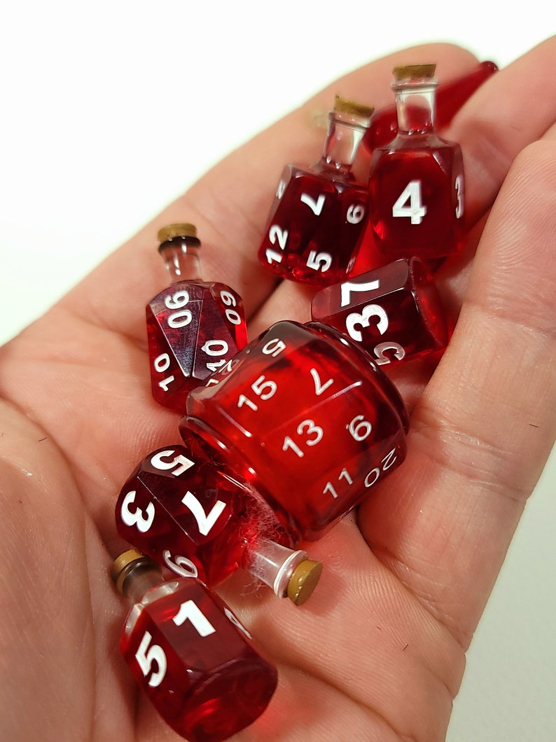 Coloured 7 Potion Dice Set for RPG tabletop Games like Dungeons and Dragons D6 D20 Alchemist Bottle image 10