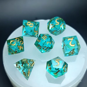 MINI Dice Silicone Dice Mold Sharpedge- 7 DnD dice mold- Tiny 12mm mold for resin dice casting
