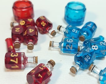 Set of 7 Potion Bottles DnD Dice for Tabletop Games TtRPG  Sharpedge Handmade