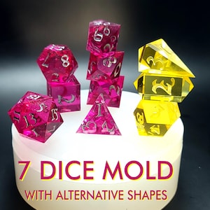 DND 7 Dice Silicone Mold - Food Grade Platinum Silicone for Resin Dice Making - Custom Polyhedral Dice Mold with Alternative shapes