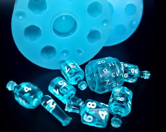 Potion Bottle Dice Silicone Mold: DND TTRPG Resin Dice Making