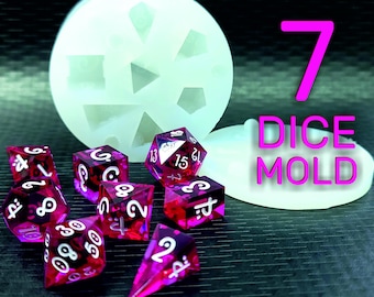 7 Piece DND Dice Silicone Mold – Platinum Food Grade Silicone, Non-Hollow Mold, Shard Crystal D4
