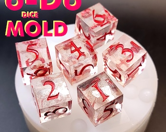 Silicone 6-D6 Sharp Edge Dice Set Mold: Resin DnD Dice